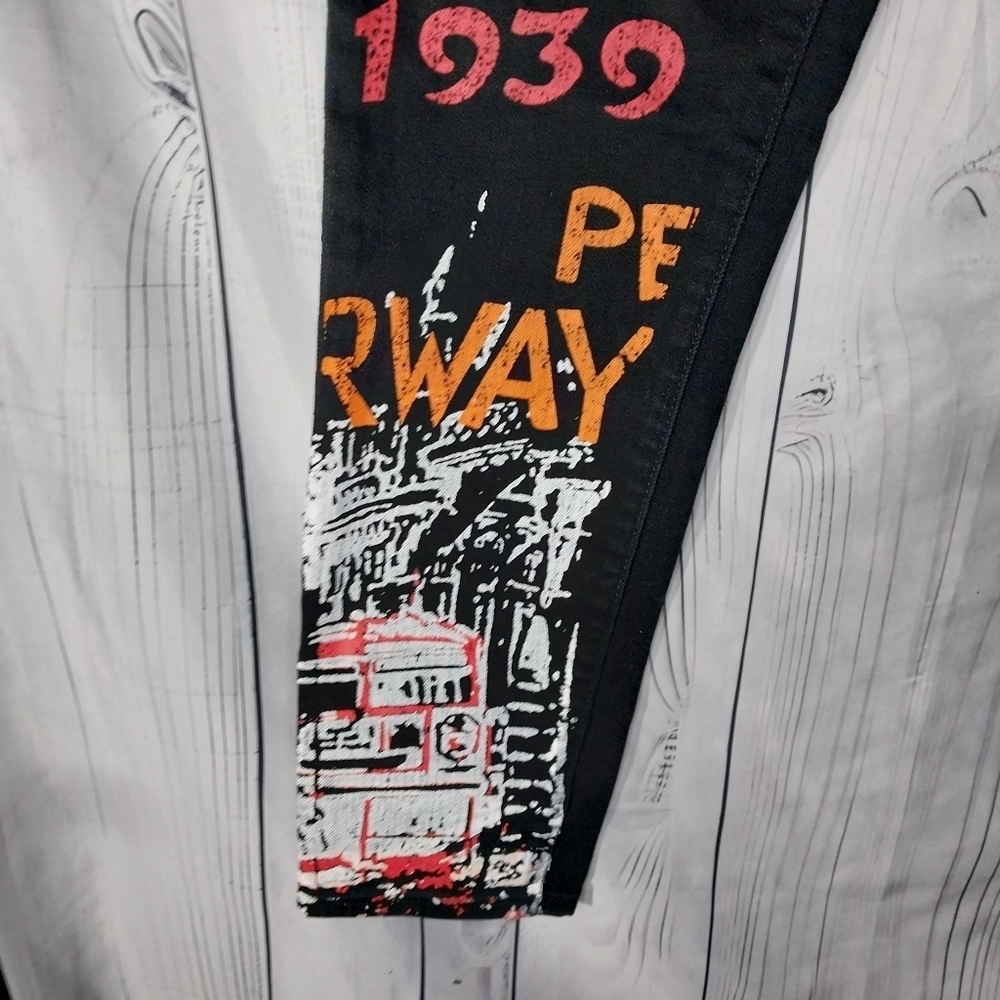 Graphic Paris Y2K Black Skinny Streetwear Grunge Edgy Punk Jeans - Picture 5 of 10